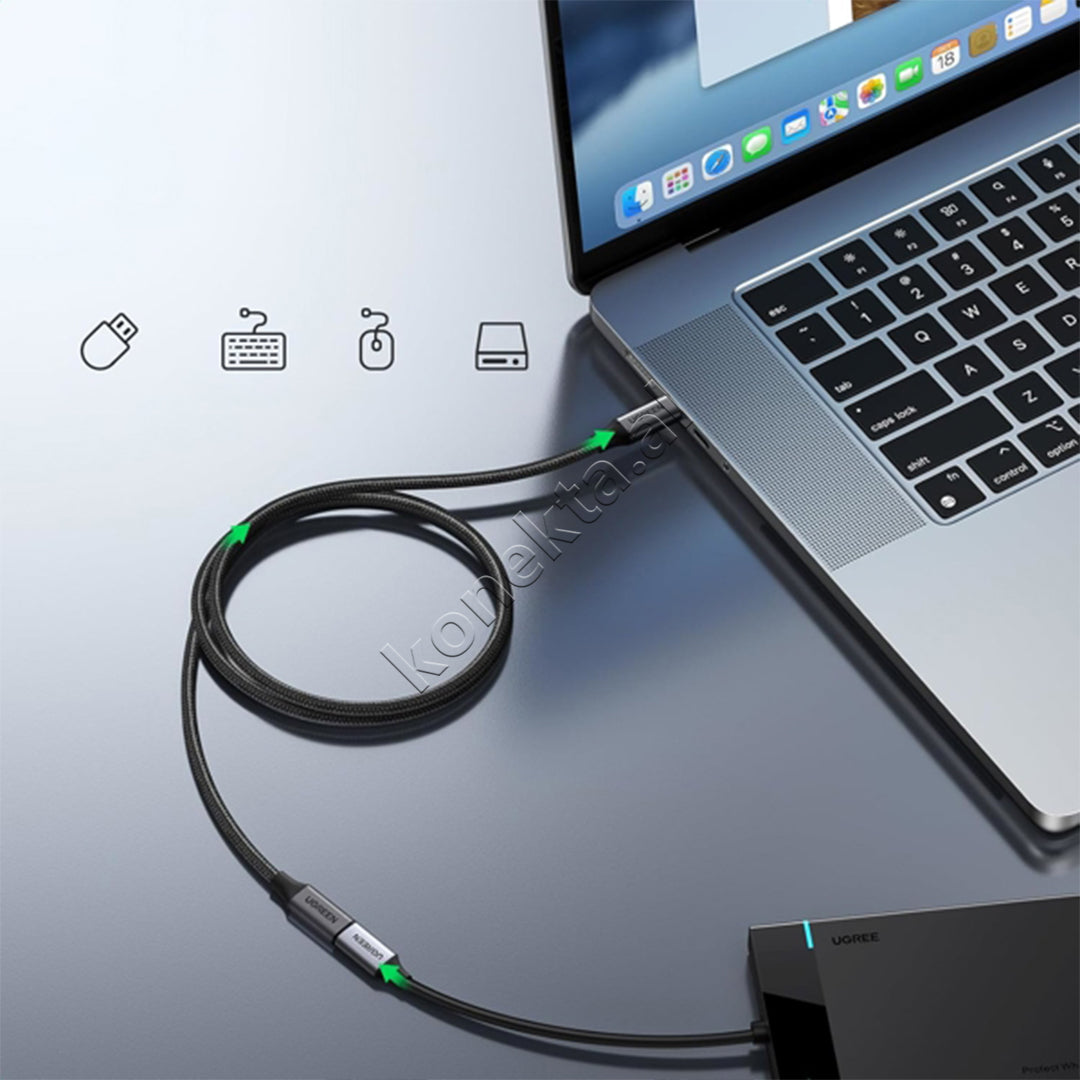 Kabell USB-C (M) Ne USB-C (F) Ugreen 1m