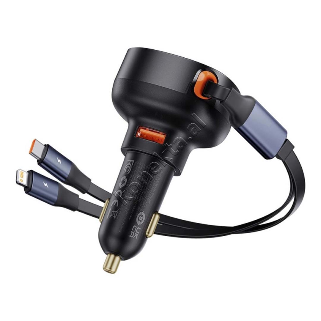 Adaptor Karikimi Per Makine 60W Me Porte USB-A Dhe Fishe Lightning & Type-C Baseus