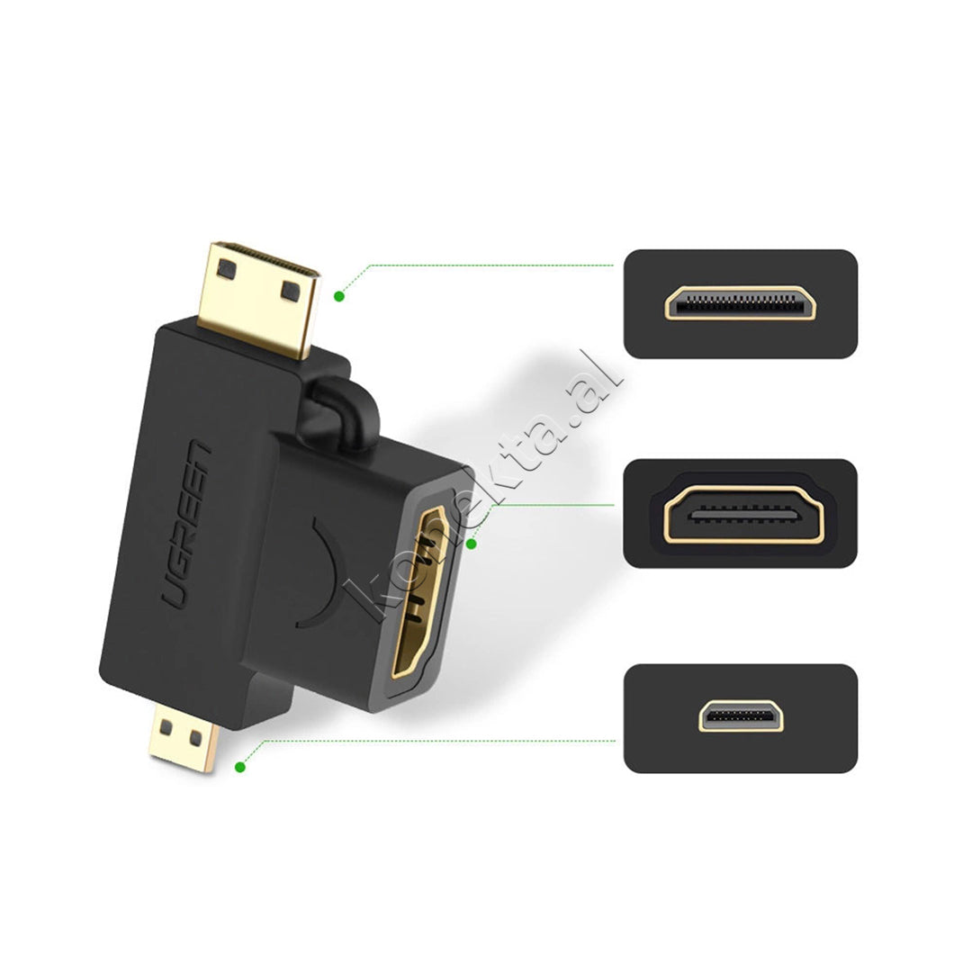 Adaptor 3 Ne 1 HDMI (F) Ne Micro HDMI + Mini HDMI (M) Ugreen
