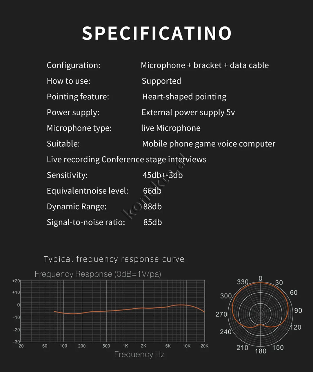 Mikrofon Profesional me Kokë Kapacitive me Drejtim Hypercardioid dhe Amplifikues të Integruar për Regjistrim Profesional të Zërit