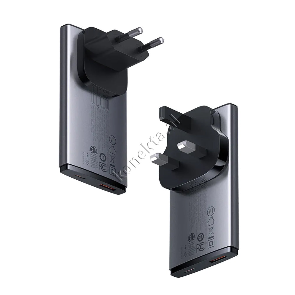 Karikues Ultra i Hollë 65W Baseus Me 1 Porta Type-C Dhe 1 Porte USB