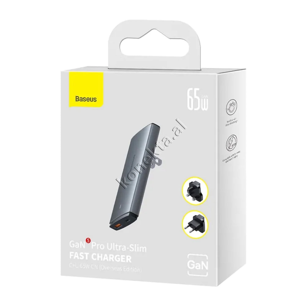 Karikues Ultra i Hollë 65W Baseus Me 1 Porta Type-C Dhe 1 Porte USB