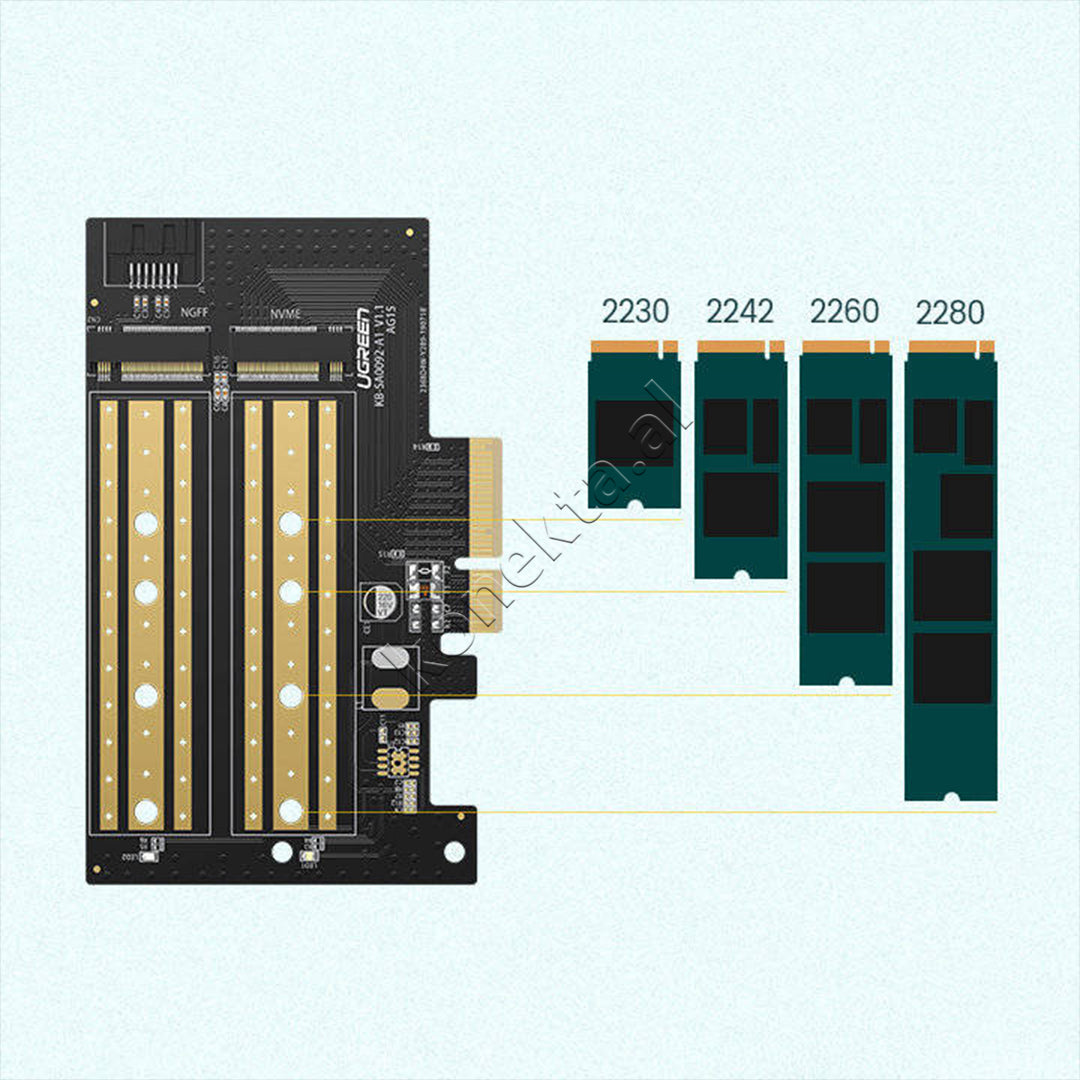 Kartë Zgjeruese UGREEN PCIe 3.0 x4 në SSD M.2 M-Key / B-Key