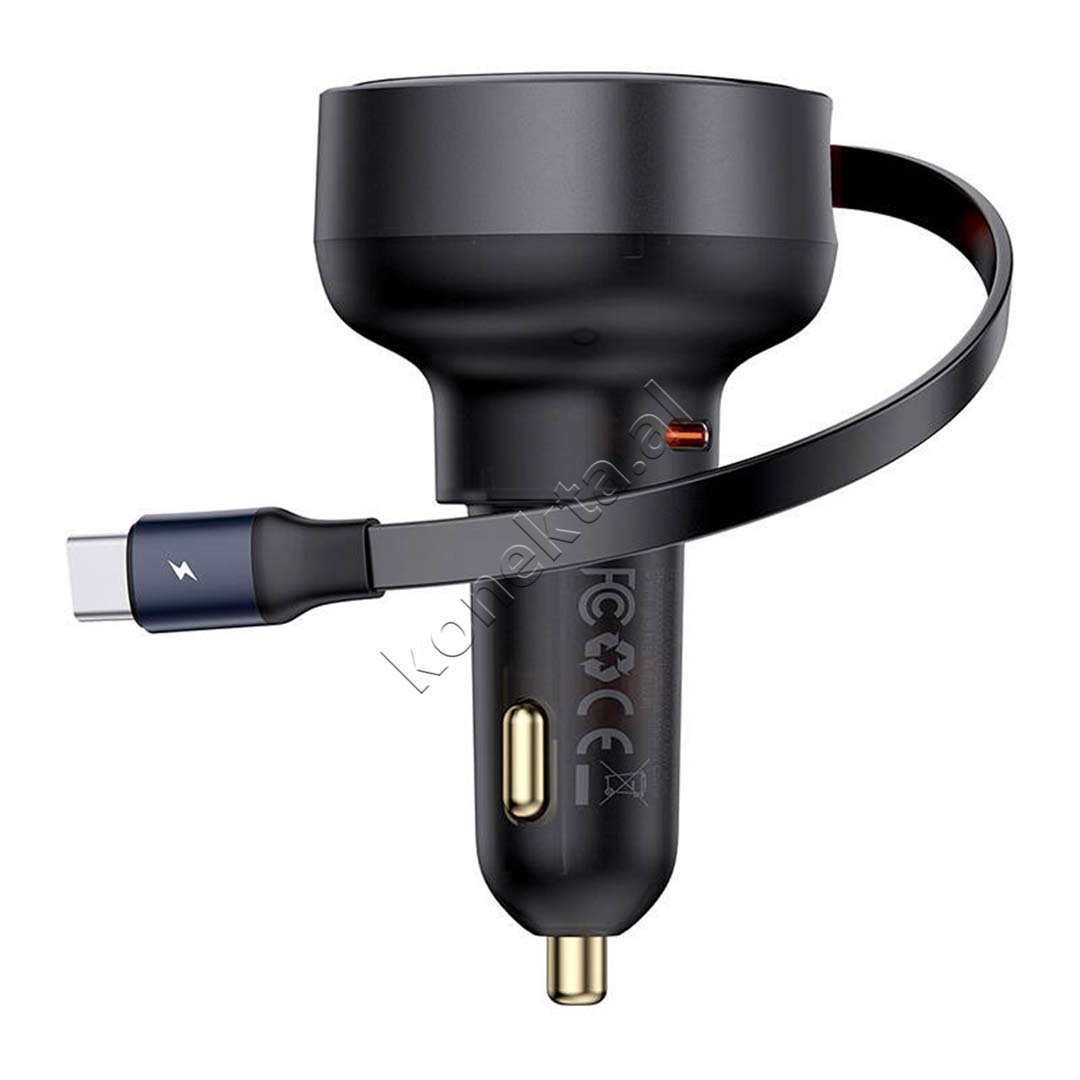 Adaptor Karikimi Per Makine 60W Me Fishe Type-C Te Terheqshme Baseus
