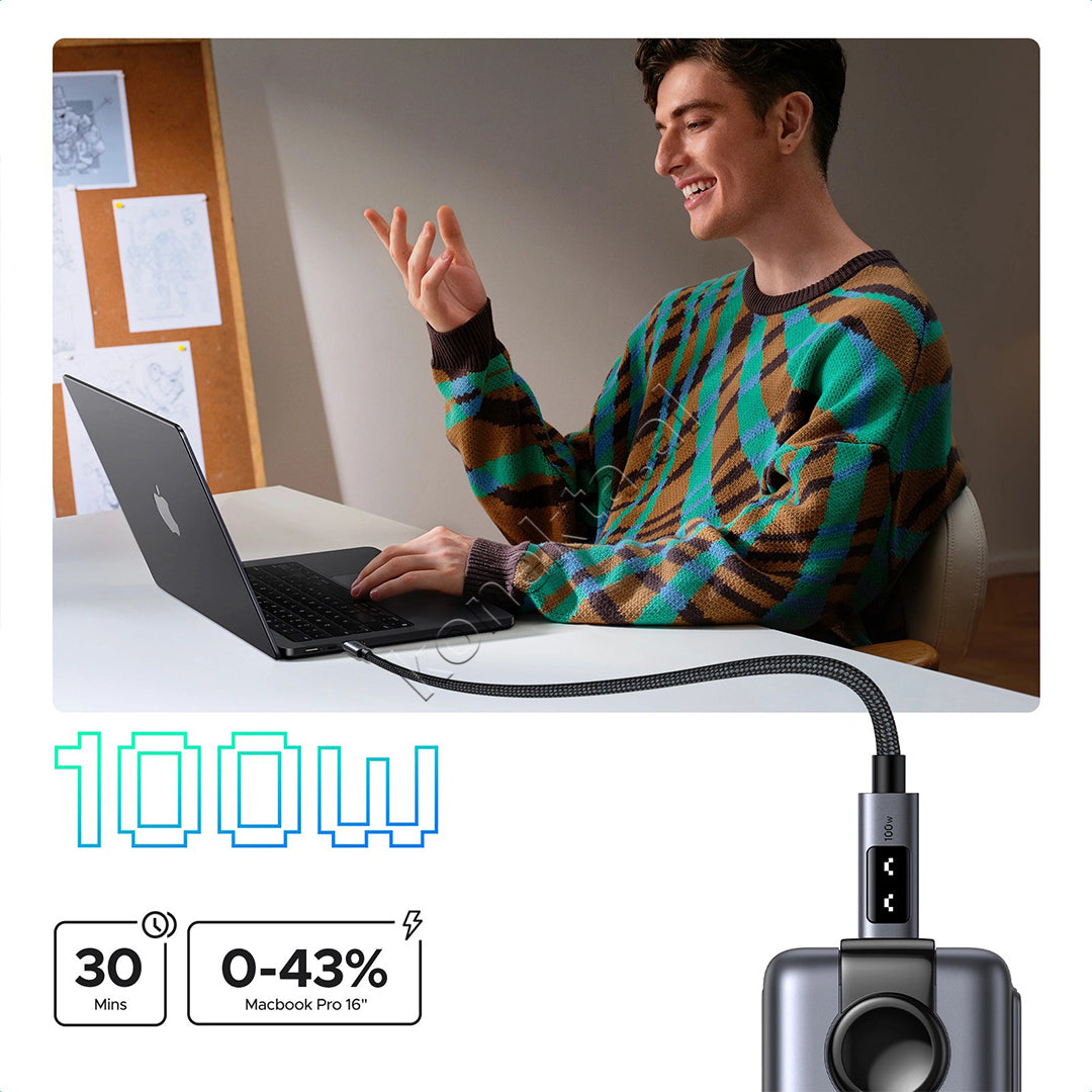 Kabell USB-C (M) Ne USB-C (M) Uno 100W 5A 1m Ugreen