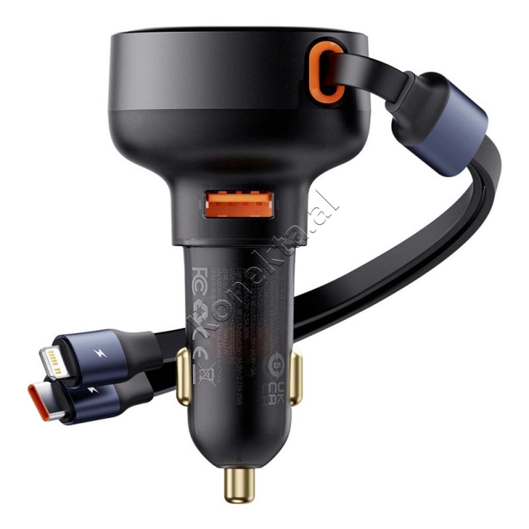 Adaptor Karikimi Per Makine 60W Me Porte USB-A Dhe Fishe Lightning & Type-C Baseus