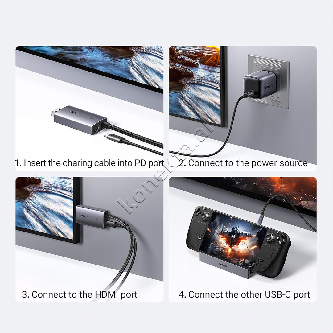 Kabell USB-C (M) Ne HDMI (M) 4K Me Porte PD Ugreen 2m