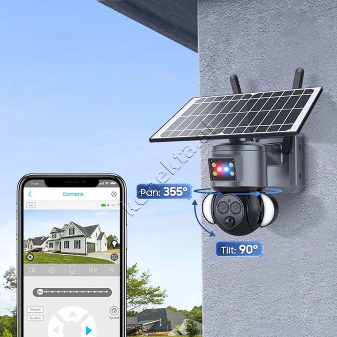 Kamera Sigurie Per Shtepi Outdoor 6MP Me Panel Solar Dhe Karte SIM