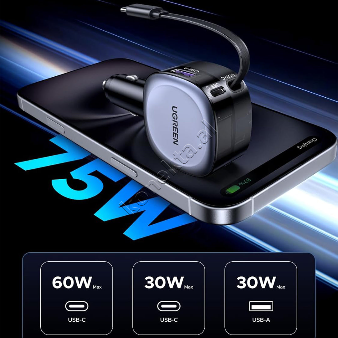 Adaptor Karikimi 75W Per Makine Me Fishe USB-C Te Integruar Ugreen