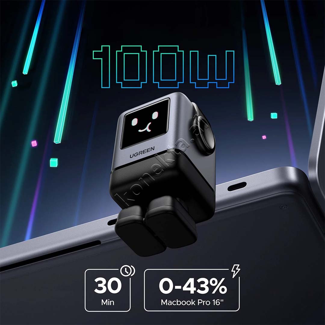 Adaptor Karikimi Uno 100W GAN Ugreen Me Porta 3xUSB-C & 1xUSB-A