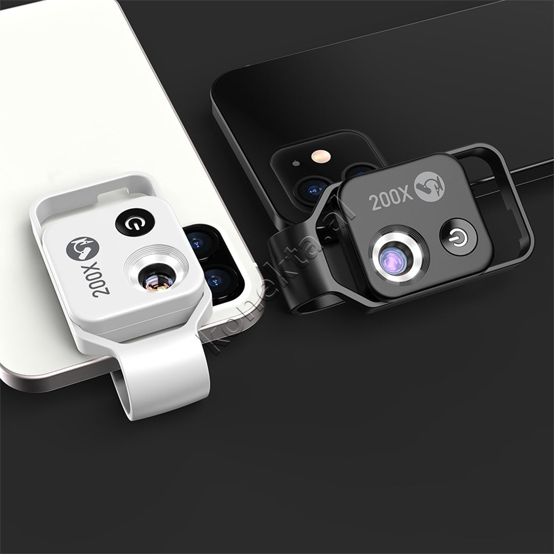 Lente Mikroskopike 200X HD Per Telefon Me Drite LED Apexel
