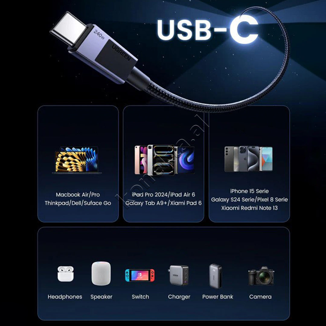Kabell USB-C (M) Ne USB-C (M) 240W 2m Ugreen
