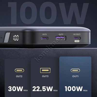 Bateri E Jashtme UGreen 20000mAh 100W Me 3 Porta
