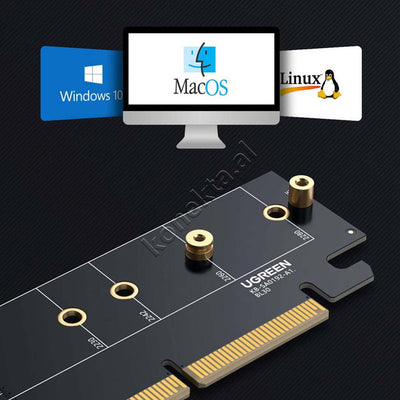 Adaptor PCIe Per SSD M.2 NVMe Me Shpejtesi 64Gbps Ugreen