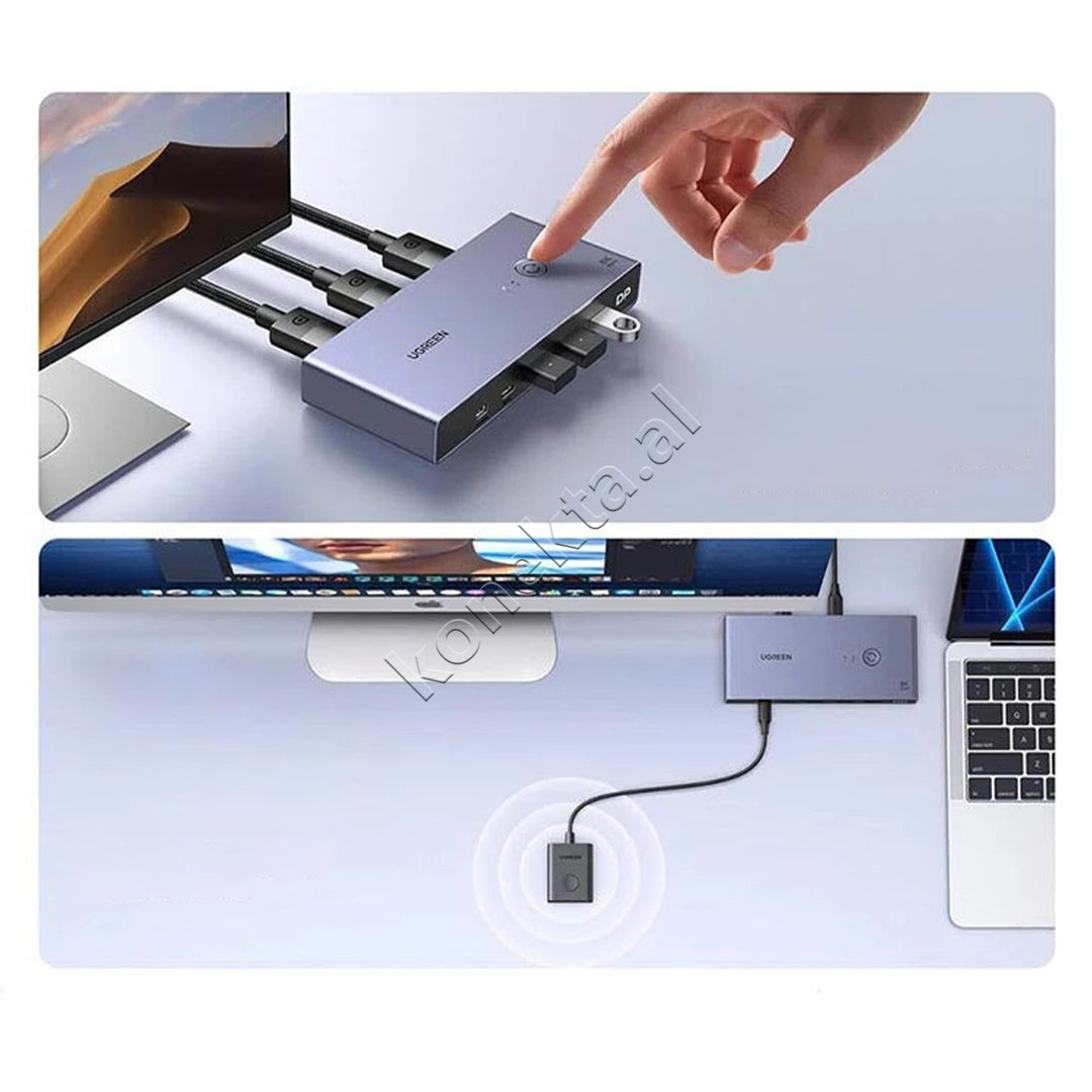 KVM Switch DisplayPort 1.4 Per 2 Kompjutere Me 4 Porta USB Ugreen