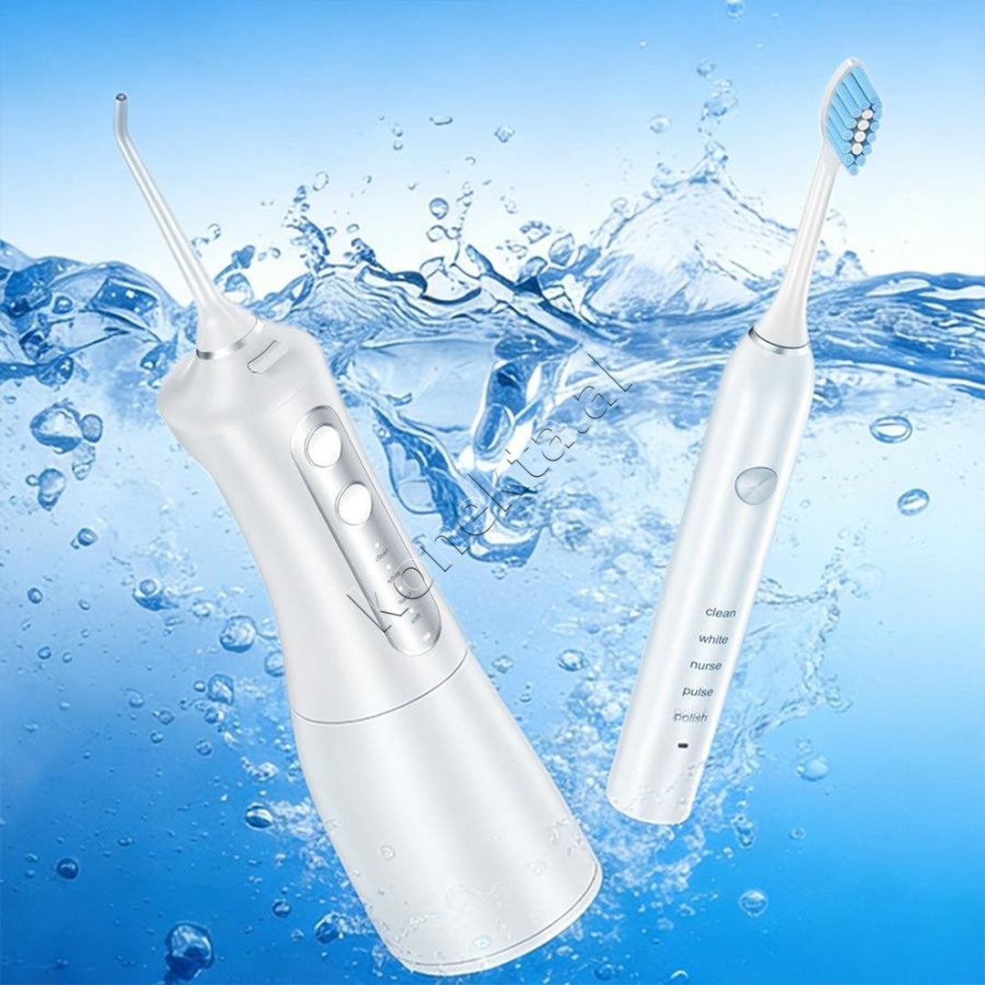 Set Elektrik 2 Ne 1 Per Kujdesin Oral Me Furçe Dhe Irrigator Dentar Senk