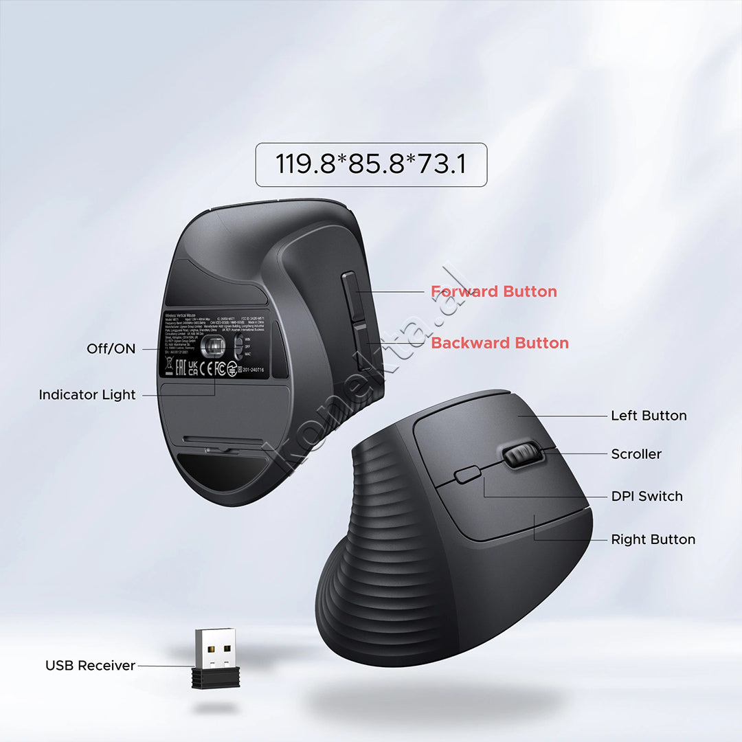 Maus Vertikal Wireless Me Bluetooth Ugreen  4000 DPI