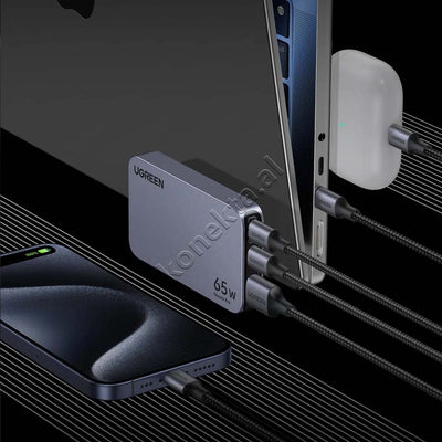 Adaptor Karikimi Nexode Pro 65W UGreen Me Porta 2xUSB-C & 1xUSB-A