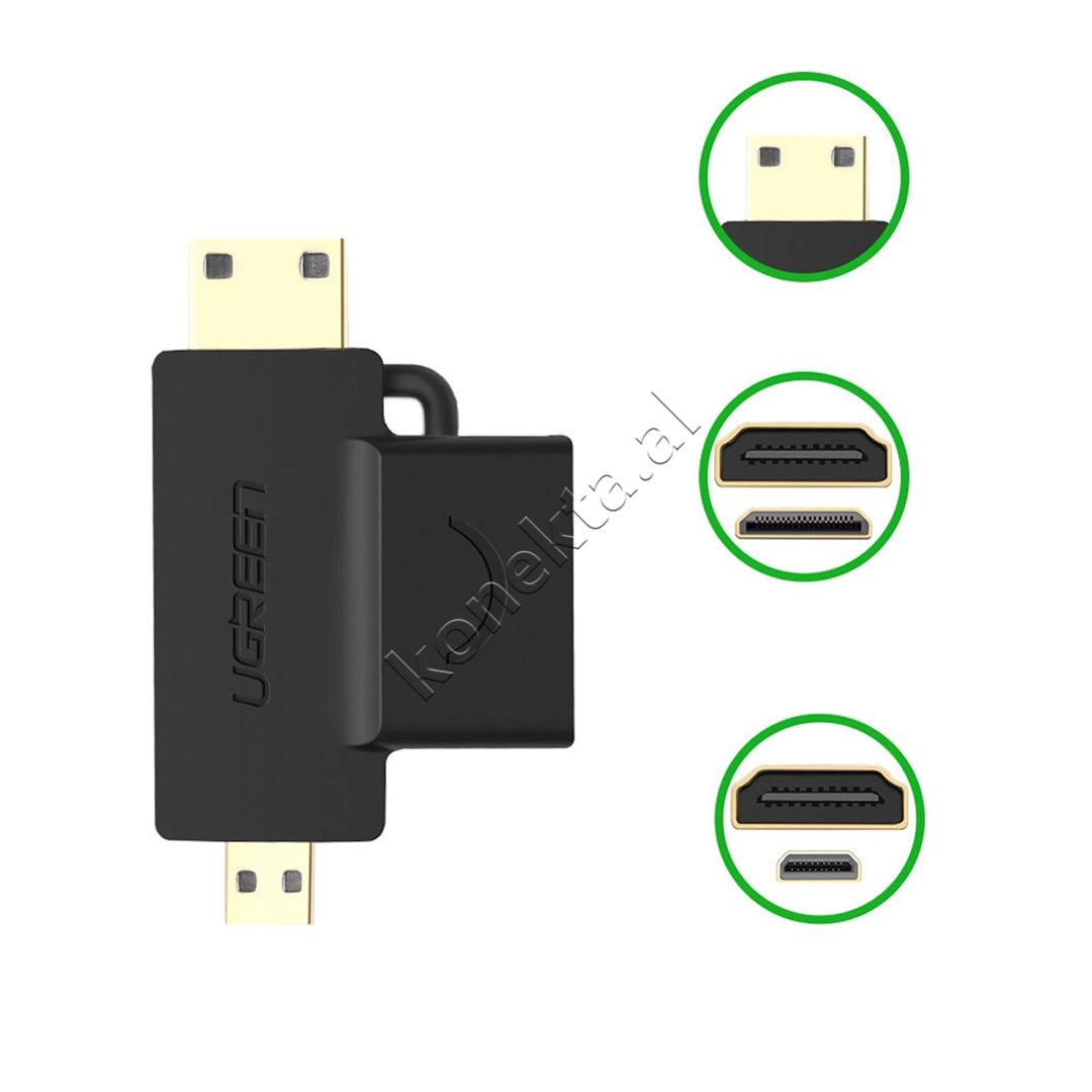 Adaptor 3 Ne 1 HDMI (F) Ne Micro HDMI + Mini HDMI (M) Ugreen