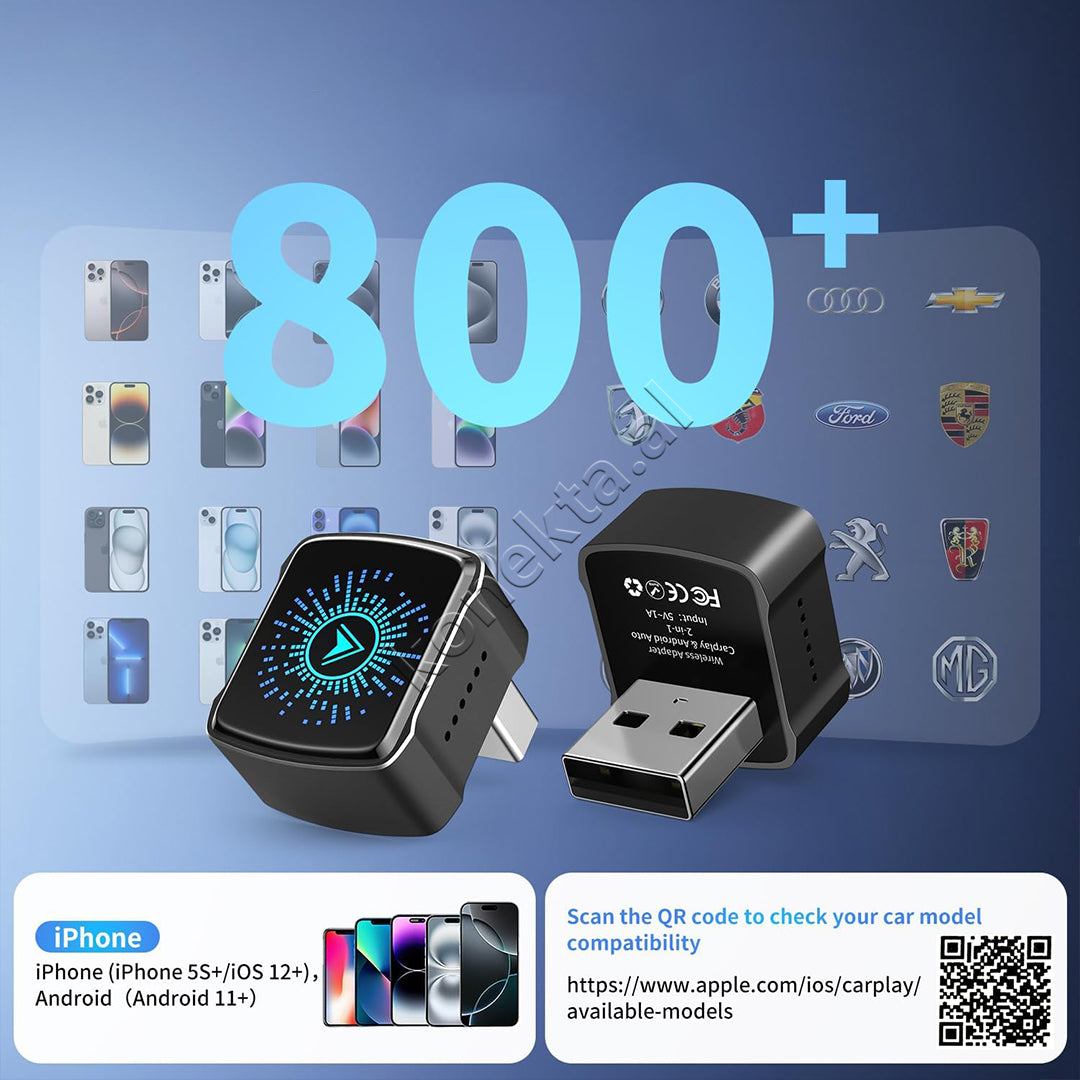 Adaptor Wireless 2 Ne 1 Per Apple CarPlay Dhe Android Auto