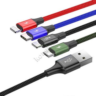 Kabell Karikimi Baseus 4 Ne 1 USB-A Ne 2xLightning, 1xUSB-C & 1xMicro USB 3.5A 1.2m