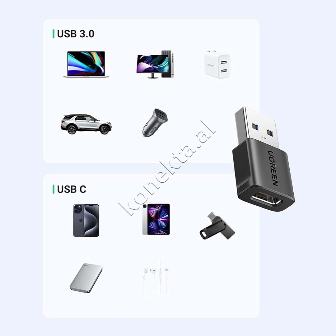 Set Adaptoresh USB-A (M) NE USB-C (F) UGreen