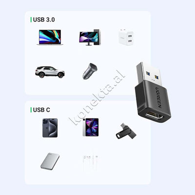 Set Adaptoresh USB-A (M) NE USB-C (F) UGreen