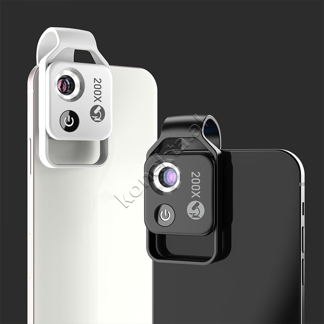 Lente Mikroskopike 200X HD Per Telefon Me Drite LED Apexel
