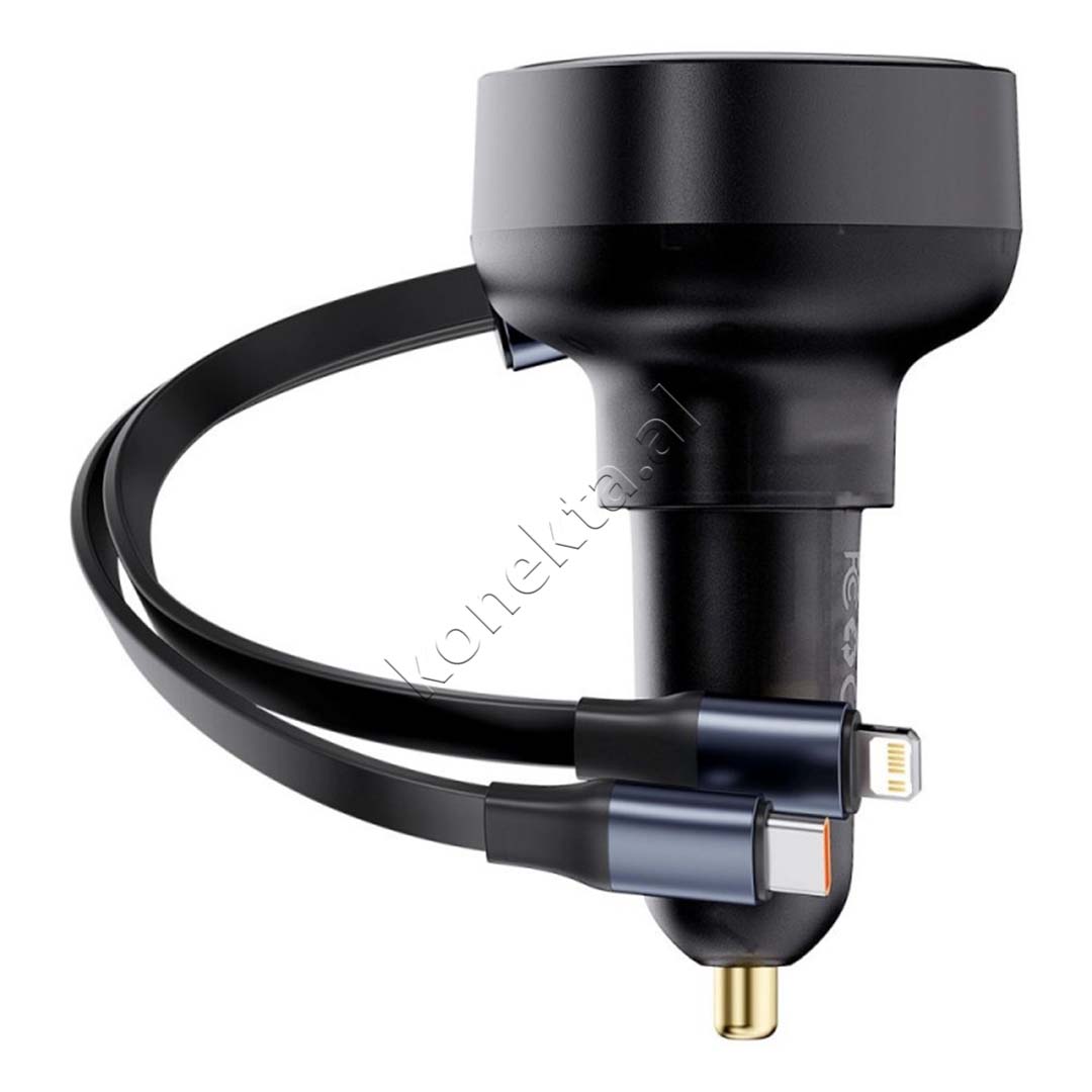 Adaptor Karikimi Per Makine 60W Me Porte USB-A Dhe Fishe Lightning & Type-C Baseus