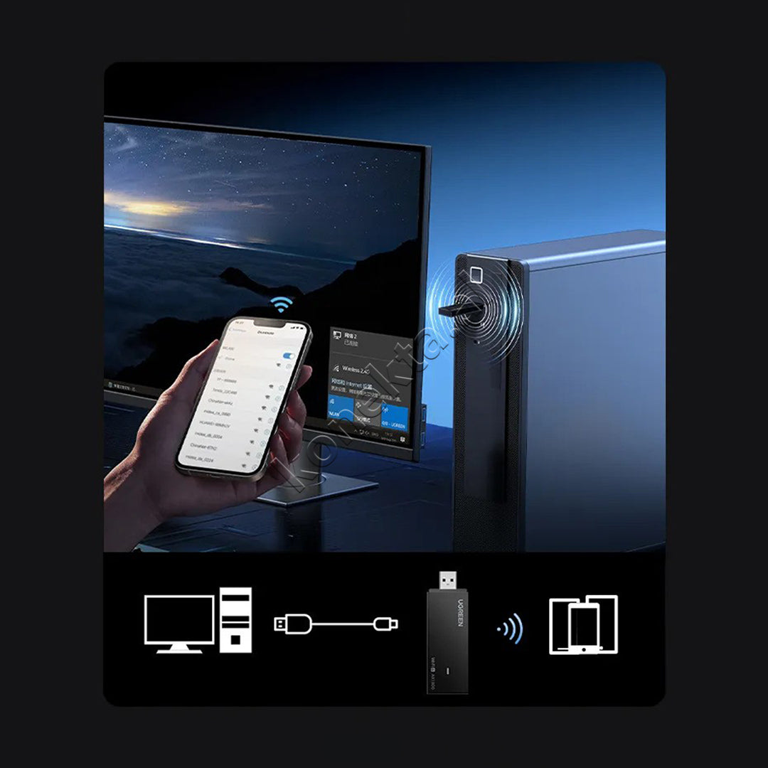 Adaptor Wi-Fi 6 Dual Band AX1800 Ugreen
