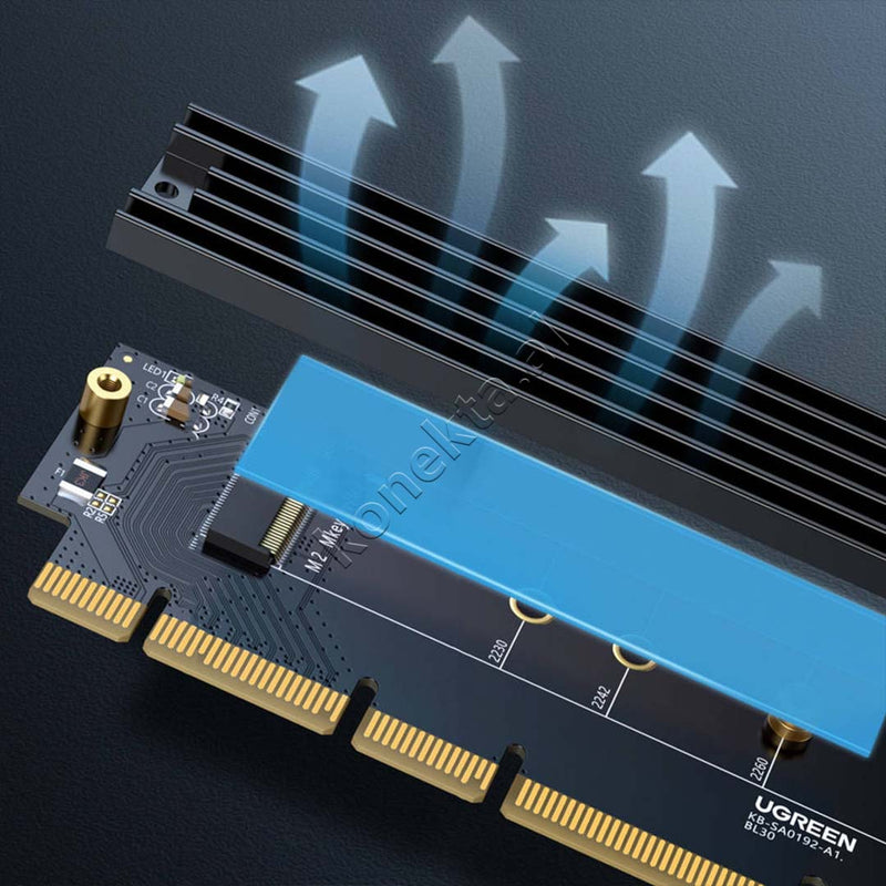 Adaptor PCIe Per SSD M.2 NVMe Me Shpejtesi 64Gbps Ugreen