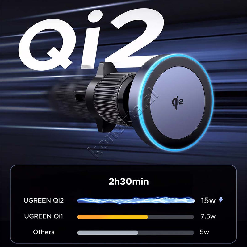 Karikues Dhe Mbajtese Celulari Magnetike Per Makine 15W Ugreen