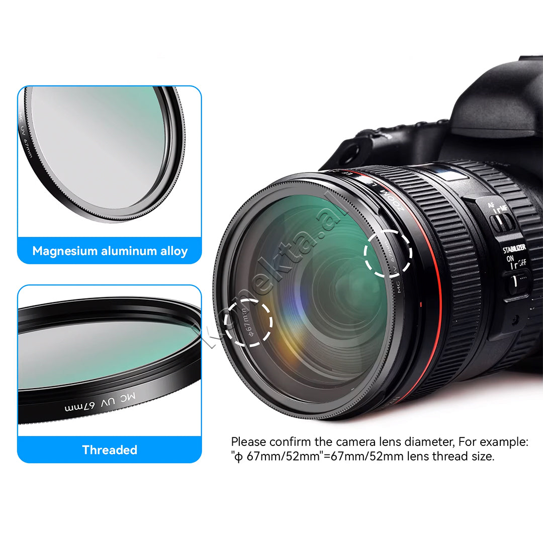 Set Filtrash CPL + UV + ND32 Me Kapese Universale 67 mm Per Smartphone Apexel