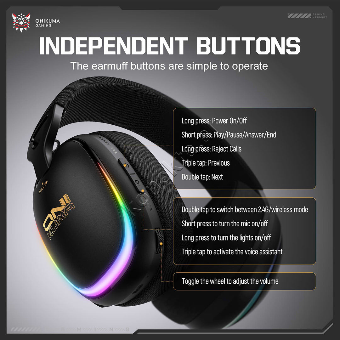 Kufje Headphones Gaming Wireless Me Bluetooth Onikuma