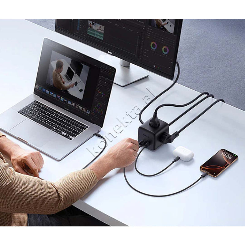 Multiprize 3 Vendeshe Me Porta 1xUSB-A Dhe 2xUSB-C Baseus