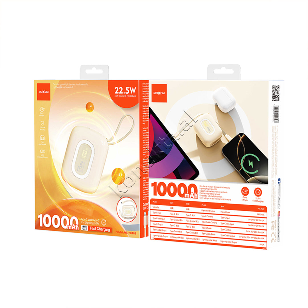 Bateri E Jashtme Me Fishe Type-C Dhe Lightning 10'000mAh Moxom