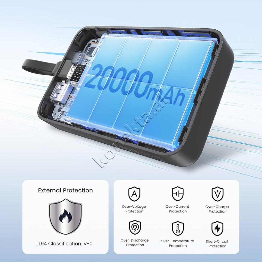 Bateri E Jashtme 20000mAh 20W Me Fishe Type-C Ugreen