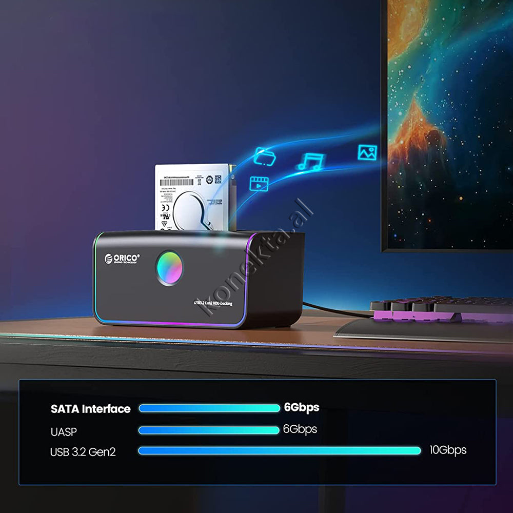 Lexues Hard Disk & SSD 3.5" / 2.5" Orico Me Porte Type-C Me Llambe RGB