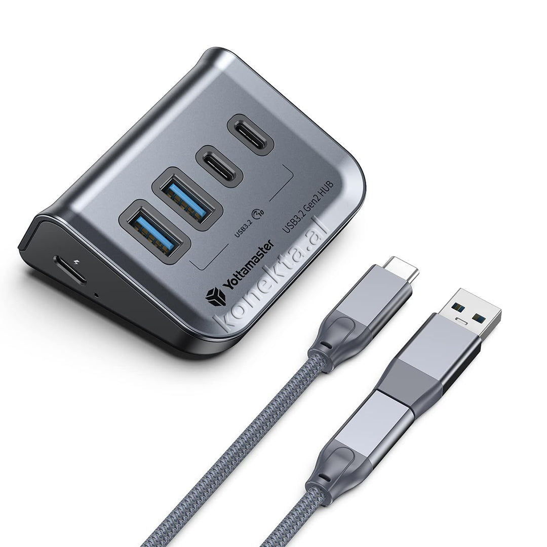 Adaptor HUB Type-C 10Gbps YottaMaster Me Shumë Porta 4 në 1 me kabëll Type-c