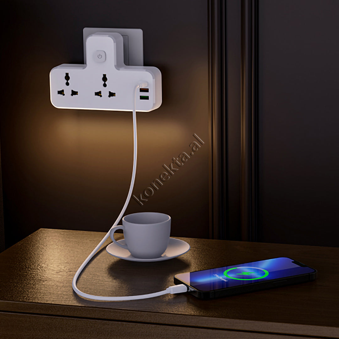 Multiprize 2 Vendeshe Me 3 Porta Karikimi Te Shpejte dhe Dritë Nate LED