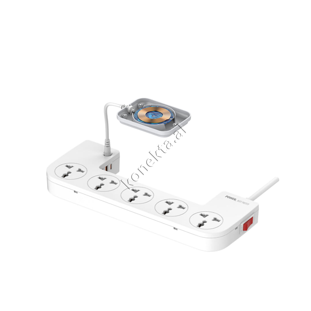 Kuti Organizimi Tavoline Me Multiprizë 5 Vendeshe, Karikim Wireless, 3 Porta Karikimi Dhe Dizenjim Si Mbeshtetese