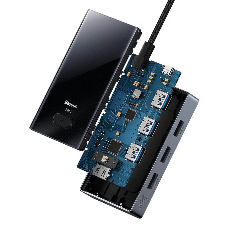 Ultra Adaptor HUB Baseus Me HDMI 4K@30Hz, USB 3.0 Dhe Porte Karikimi Type-C 100W