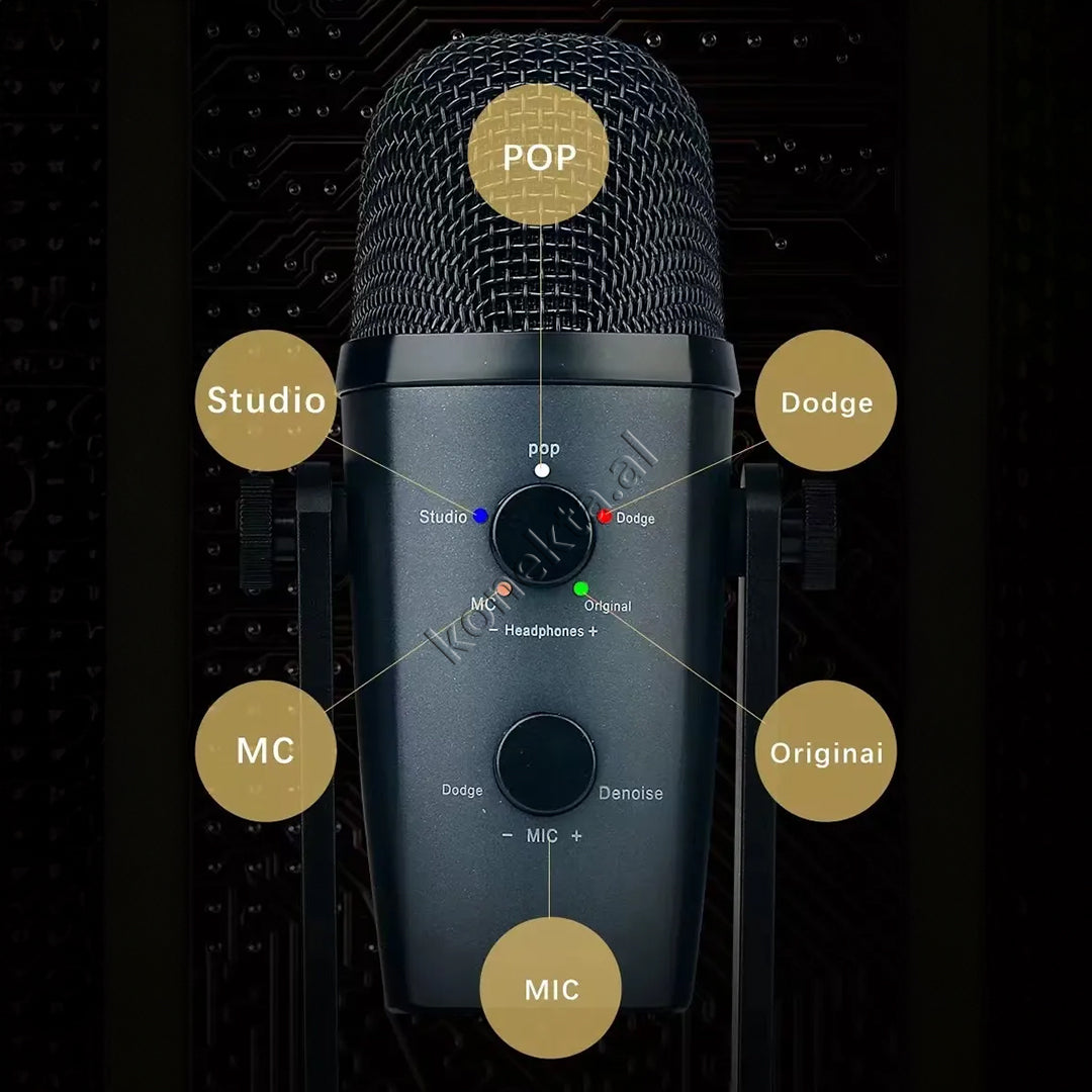 Mikrofon Profesional Cardioid Me Reduktin Inteligjent të Zhurmave Për Regjistrim të Pastër të Zërit në Telefon/Tablet/ Laptop/Kompjuter