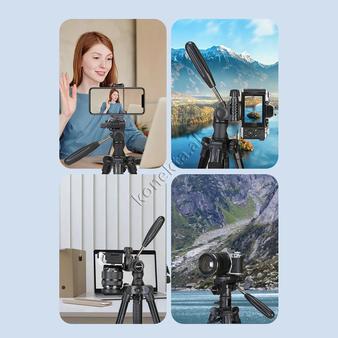 Trekëmbesh (Tripod) Profesional i Çmontueshëm për Regjistrime Dinamike Vertikale dhe Horizontale si Monopod me Gjatësi dhe Kënd Të Gradueshëm për Kamera, Telefon, Tablet ,GoPro, SLR,  Etj.