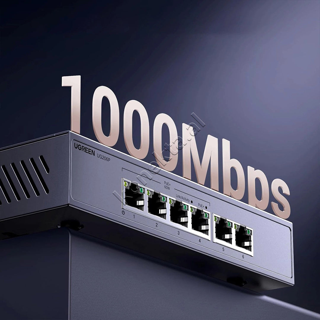 Switch PoE Gigabit Ethernet Me 6 Porta LAN Ugreen