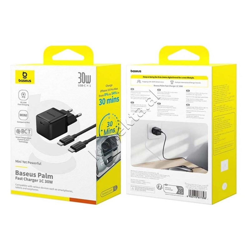 Adaptor Karikimi 30W Baseus Me Porte USB-C Dhe Fishe Type-C