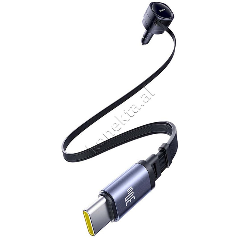 Adaptor Karikimi Per Makine 60W Me Fishe Lightning Dhe Type-C Te Terheqshme Baseus