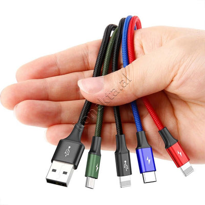 Kabell Karikimi Baseus 4 Ne 1 USB-A Ne 2xLightning, 1xUSB-C & 1xMicro USB 3.5A 1.2m