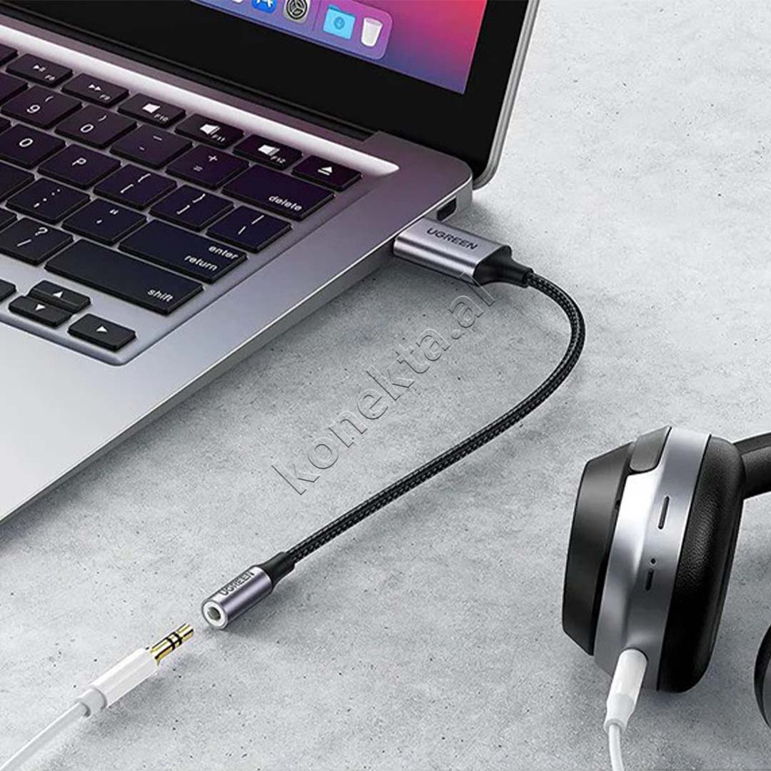 Adaptor Kabell USB-A 2.0 ne 3.5mm Audio Ugreen 25cm