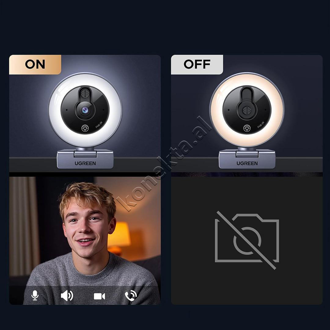 Kamera Per Kompjuter Webcam 2K Me Drite Led Ugreen